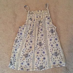 Blue floral dressy girls shirt